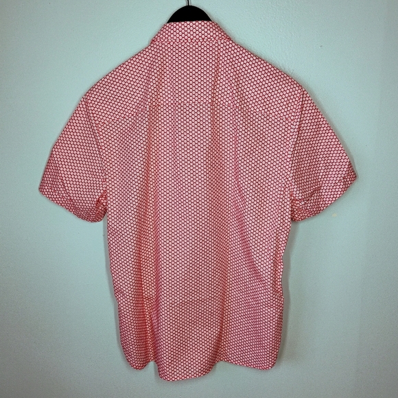 Johnston & Murphy Orange Seashell Print Short Sleeve Button Down Shirt Small - Picture 4 of 11